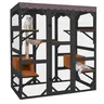Aivituvin-AIR37-M Large Solid Wood Walk-in Mesh Cat Enclosure - Outdoor Kitty House with 64.2" Tall Door, Waterproof Roof Tarp, Stable Corner Bars, Predator-Resistant Latches, Spacious Interior, Window/Cat Door Connectable Safe Shelter, Walk-In Enclosure
