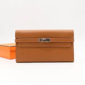 Pre-owned HERMÈS Epsom Small Leather Goods Hermes Kelly Wallet To Go Gold twins LDJ4839