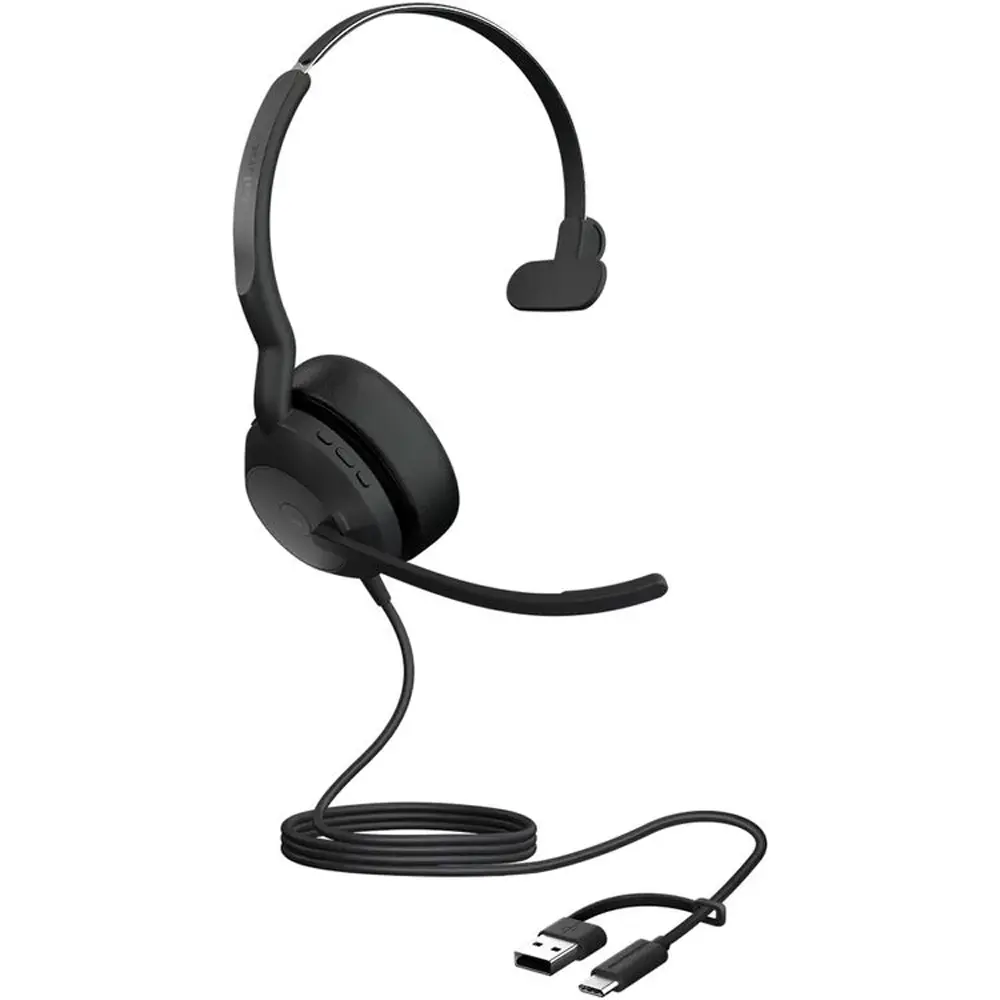 Jabra Evolve2 50 Mono Headphone - Lightweight, Wired USB-C/A, Teams Opt., Versatile Connectivity, Environment Aware (Microsoft Teams Compatible), Mono Wired