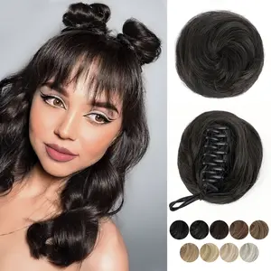 Space Buns Hair Pieces 2PCS Mini Claw Clip in Hair Bun Princess Leia Buns Hair Extension Updo Hairpieces for Women Girls (Black)