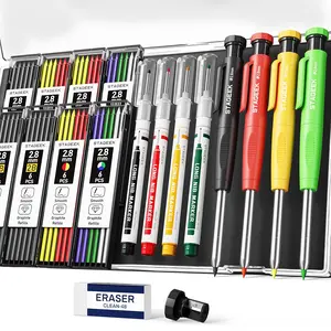 STAGEEK 4 Pack Carpenter Pencil with Sharpener, Mechanical Pencils Set with 52 Refills (Red, Black, Yellow,Green), Deep Hole Marker Construction Heavy Duty Woodworking Pencils - With Case,All-in-One DIY &Tools and Gadgets, Hand Tools