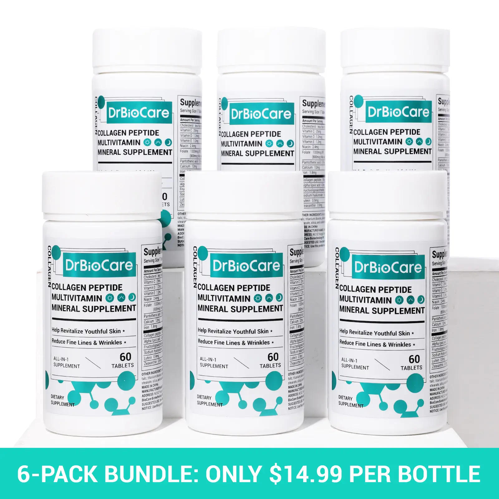 DrBioCare Collagen 6 bottle, Vitamin & Mineral, Vb & Multivitamin, Contains Vd3,...