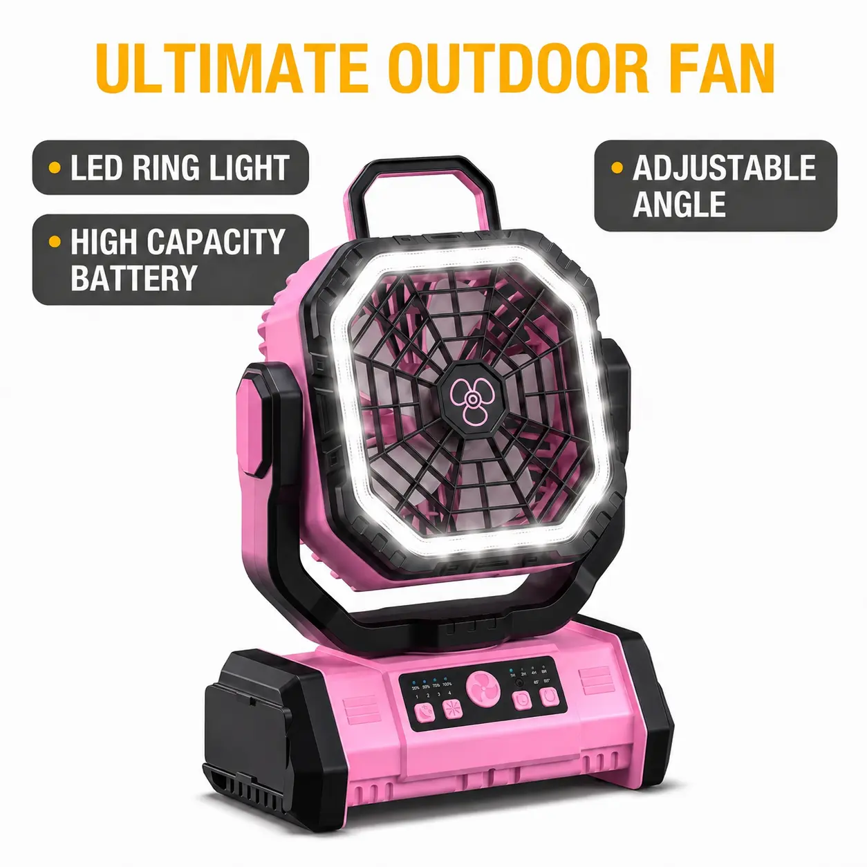 30000mAh Portable Camping Fan with Remote & LED Light, Rechargeable Battery Operated Fan, 360° Rotation Hanging Tent Fan for Outdoor Travel, RV & Home Emergency