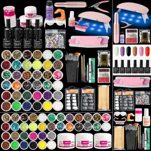 Acrylic Nail Kit for Beginners with Everything, with Professional Gel Nail Polish Kit with UV Light Nail Kit Set Acrylic Powder Kit Nail Art Tips Nail Art Decoration, DIY Nail Art Tool Nail Supplies