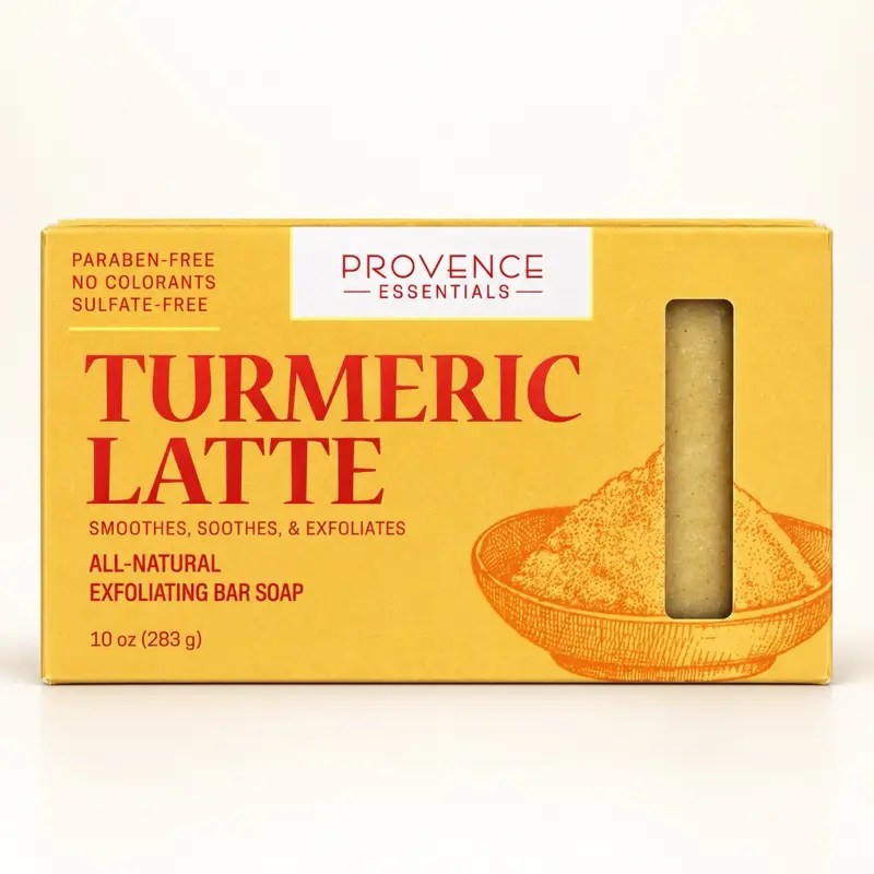 Provence Essentials Turmeric Latte All-Natural Exfoliating Bar Soap – 10 oz