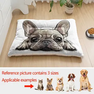 1 Piece Soft Cartoon French Bulldog Print Dog Mat,  Cozy Plush,Suitable For Indoor Use And Fits Pets From Small To Large Sizes.
