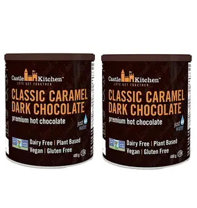 Castle Kitchen Classic Caramel Dark Chocolate Premium Hot Cocoa Mix (2-Pack) - Winter Favorite - Vegan, Gluten-Free, Non-GMO Project Verified, Kosher - 14 oz