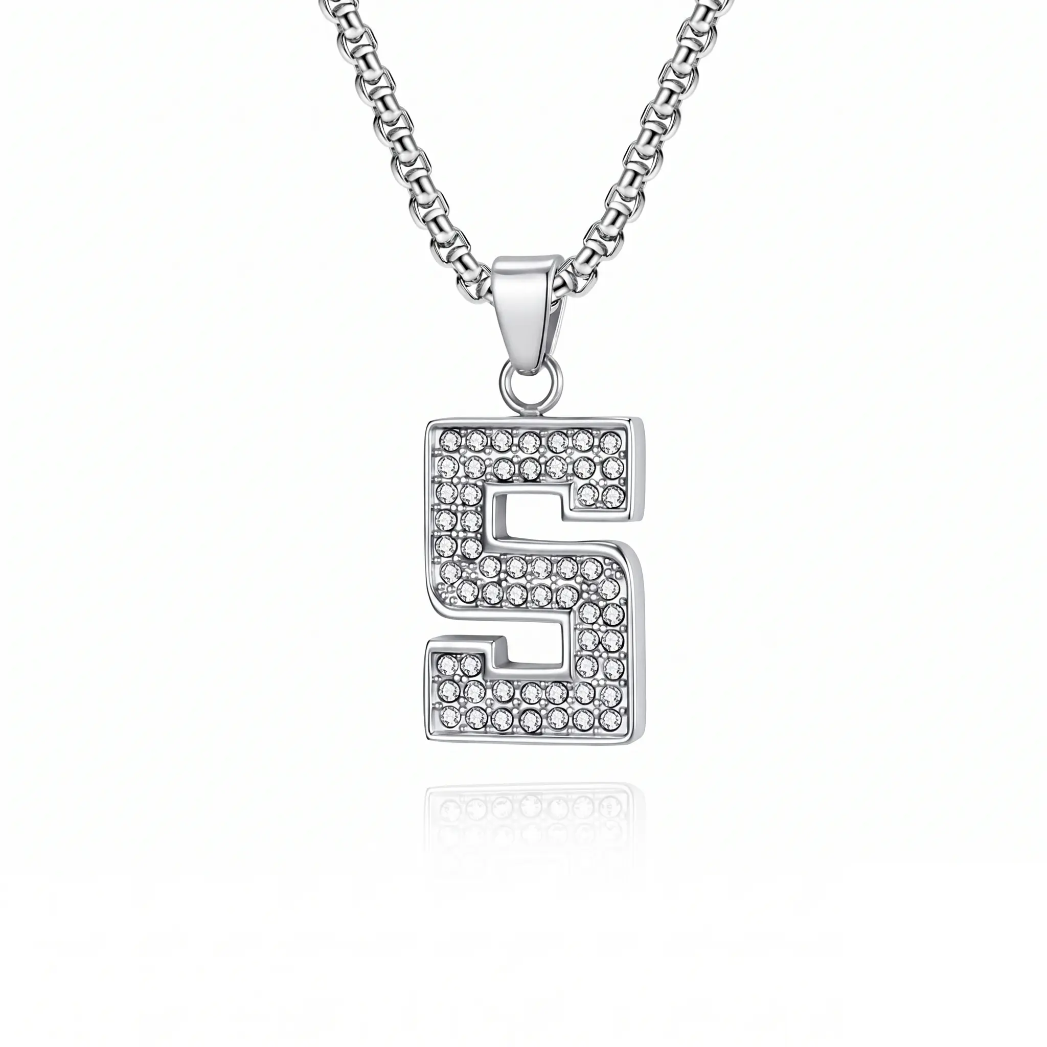 Personalized 0-9 Digital Silver Cubic Zirconia Pendant Necklace - Adjustable 18-24in Box Chain, Casual Style Personalized Jewelry, Meaningful Gift for Chosen Family Everyday Wear, Adjustable Necklace, Casual Style Necklaces