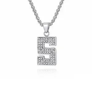Personalized 0-9 Digital Pendant Necklace - Silver Cubic Zirconia, 18-24 in Box Chain, Everyday Wear Gift Necklace for Men & Women