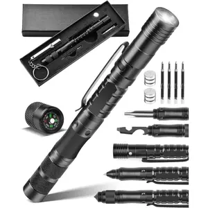 12 in 1 Tactical Pen, Self Defense Pen Multitool Gifts for Men, Stocking Stuffers for Adult, Cool EDC Gear- Christmas Birthday White Elephant Gifts for Dad, Husband, Boyfriend From Daughter Son Wife