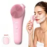 Facial Cleansing Brush, Rechargeable Silicone Face Scrubber with Nose Brush & Lanyard, Vibrating and Heating Facial Cleansing Massager, Deep Cleansing Waterproof Face Brush for Men and Women