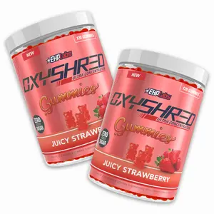 OxyShred Gummies Twin Pack - 2 x EHPlabs OxyShred Gummies 120ct Juicy Strawberry Edible Pre Workout Gummy Zero Added Sugar L Carnitine & Natural Caffeine On The Go Energy - Healthcare Supplement Fitness  | New Year New Me