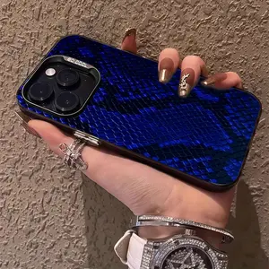 A Laser Phone Case with Realistic Blue Snake Pattern, Suitable for iPhone 17 Air/16 Plus/15 Pro Max/14 Pro/13/12/11/XS Max/X Phone Case, Ideal Gift for Family, Friends, Lovers, Boyfriend, Girlfriend, Best Choice for Holiday Gifts CY436