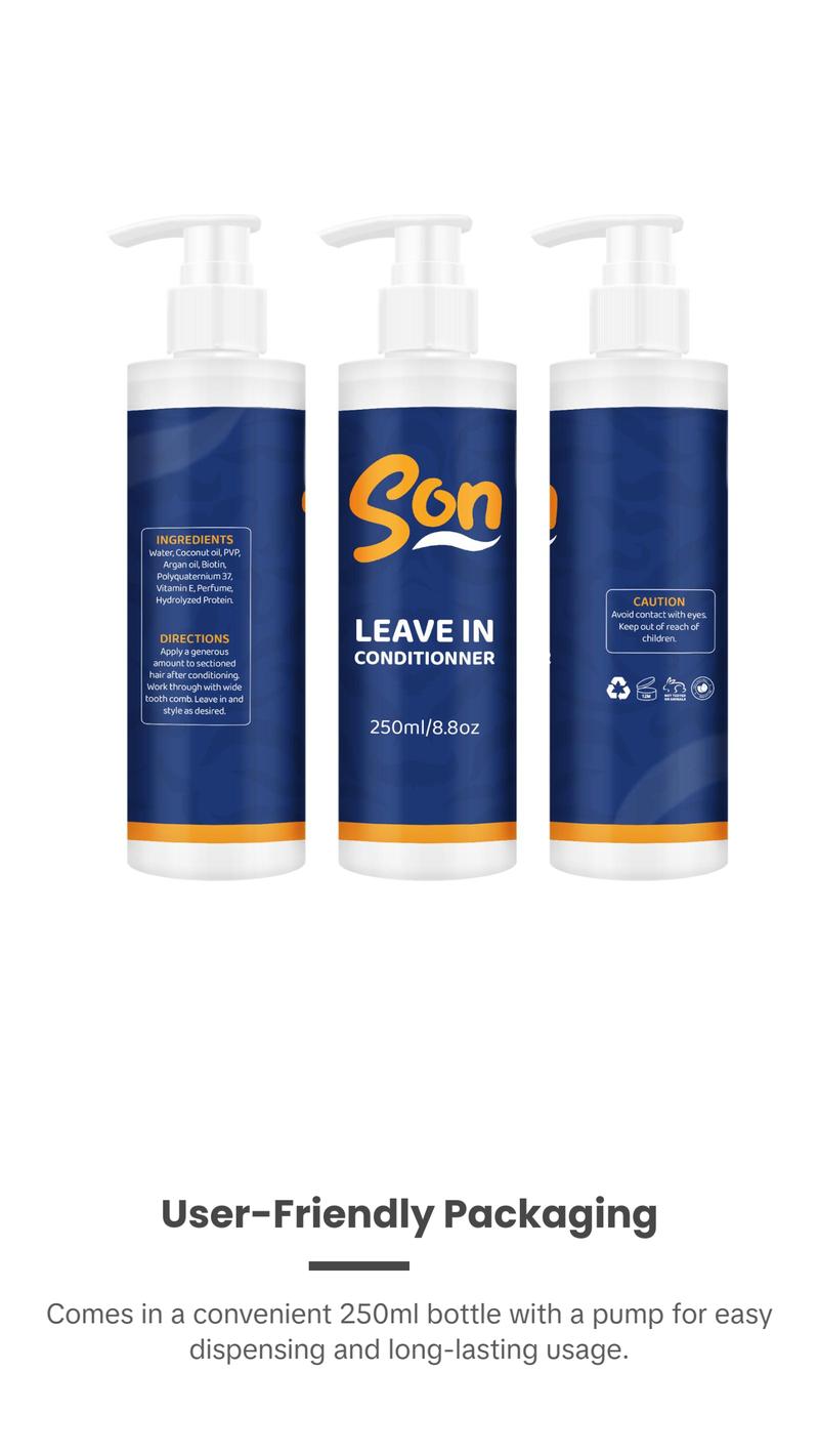 Son Leave-In Conditioner - 100% Natural, Hydrates & Strengthens Hair, Safe for All Hair Types, 250ml US Conditioner Haircare Cleanser Coconut Hydrating Shampoo Argan