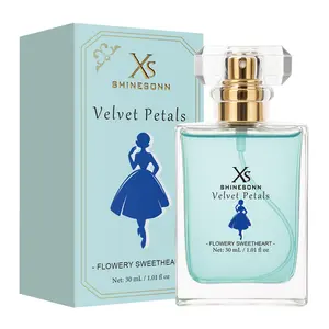 SHINESONN Velvet Petals 1.01 fl oz Elegant Light Blue Women's Perfume Flowery Sweetheart Long Lasting Fragrance Perfect Holiday Gift