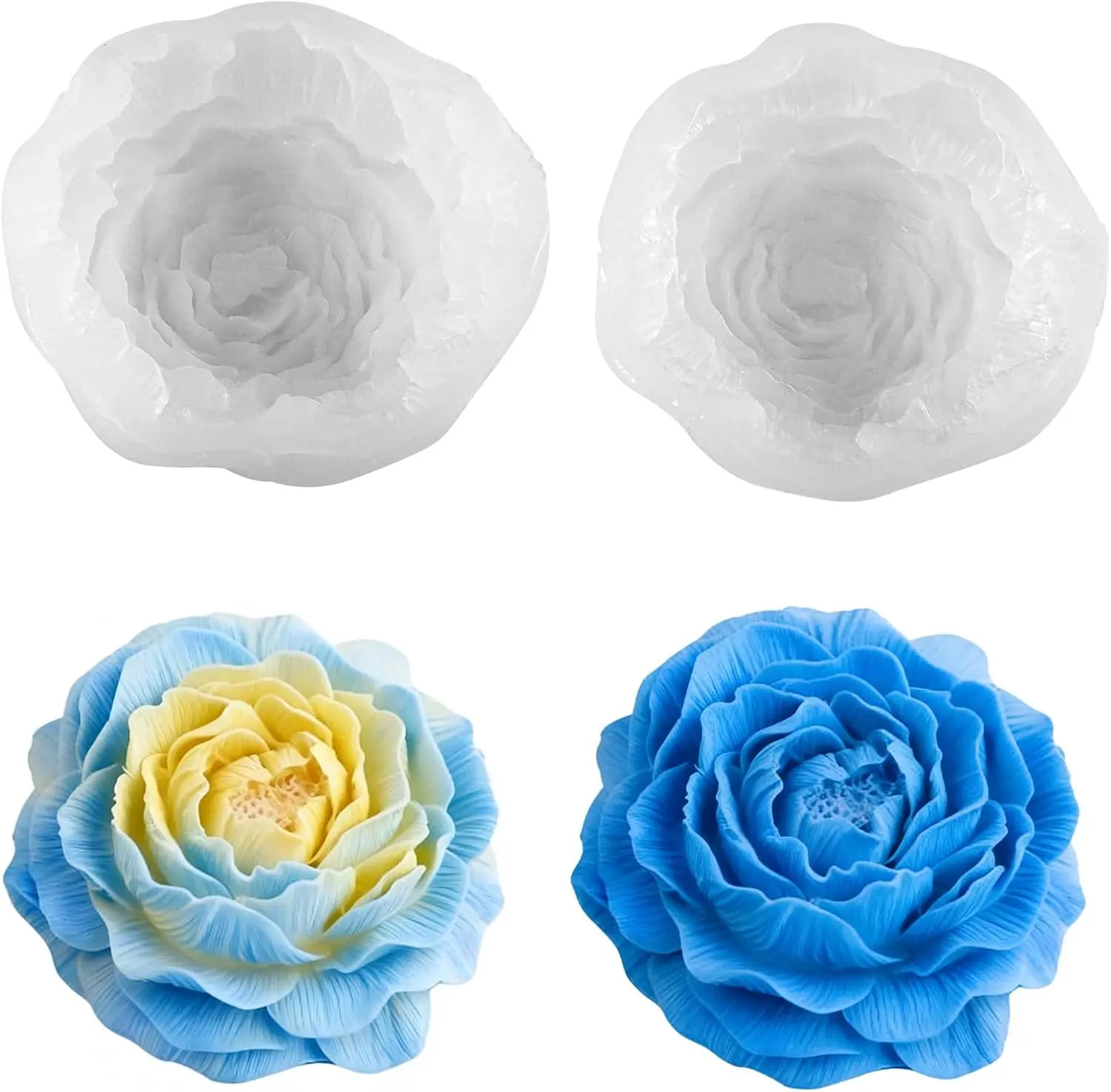 Lifelike 3D Peony Flower Silicone Mold, Reusable Durable Silicone Mould for Handmade Soap, Scented Candle, Epoxy Resin Craft, Perfect for Wedding, Valentine’s Day & Mother’s Day Decor Soap Making Supplies