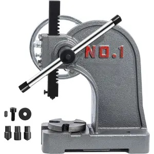 Arbor Press 1 Ton with Hand Wheel, Cast Iron Heavy duty Manual Arbor Press 1 Ton, 5.5" Maximum Height, Desktop Arbor Press, Metal Punch Press Machine for Stamping Bending Forming Stretching