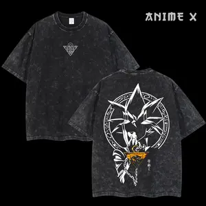 Millennium Necklace - Yu-Gi-Oh! Anime Double Printed Oversized Washed Tee Unisex Oversize Anime Manga Acid Washed Lightweight Cotton T-Shirt, & Wash Gift For Anime Fan, Anime Lover