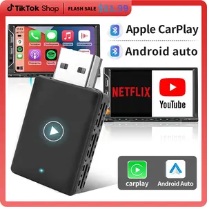 2 in 1 Wireless CarPlay Adapter IOS Android Auto 2-in-1 Adapter, 5GHz Fast & Stable, converts wired to wireless,suitable for factory wired  Plug Play for Factory Cars 2016+