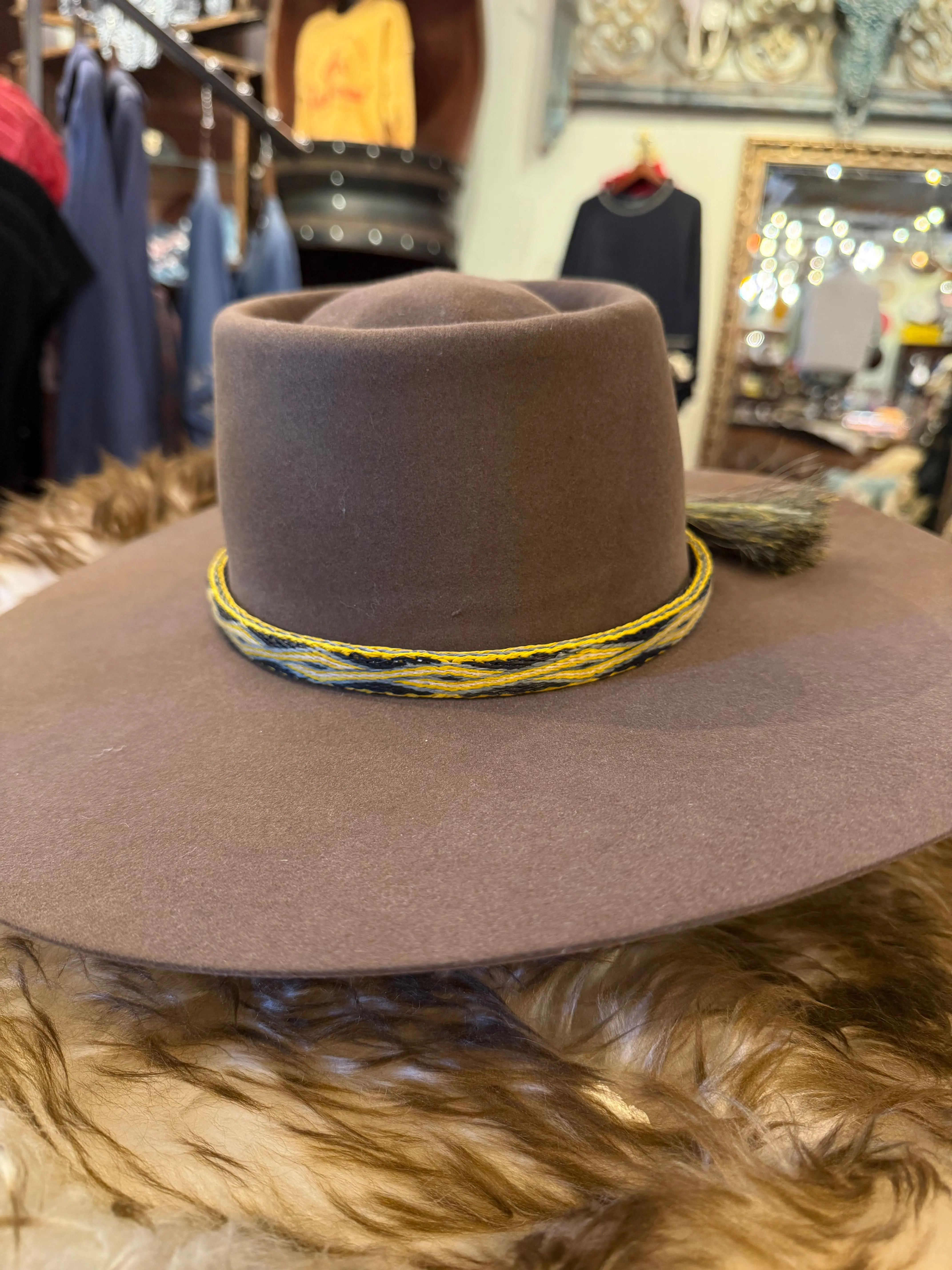 Mustard Diamond Hitched Horsehair Hatband