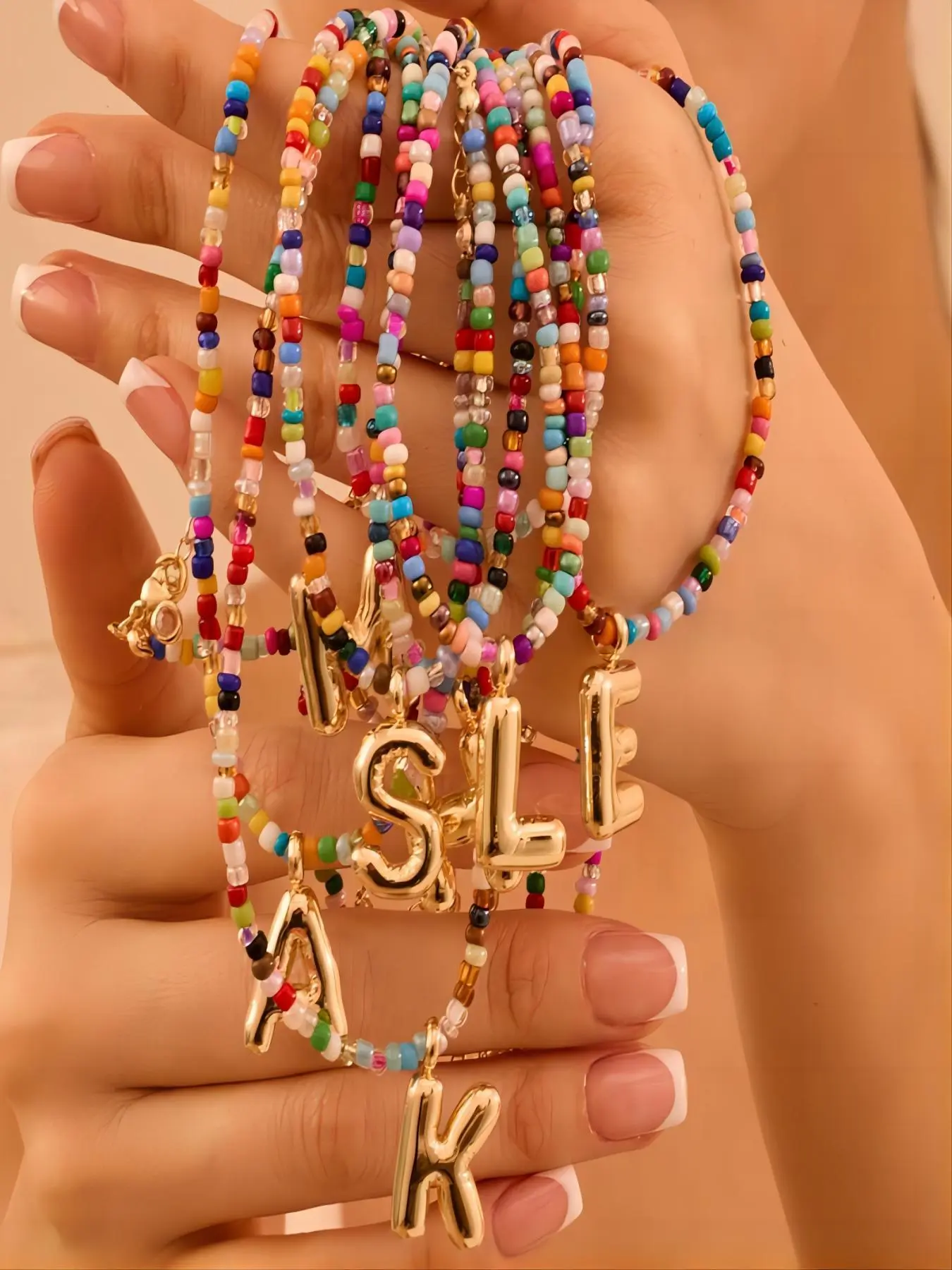 Women's Colorful Letter Necklace, Handmade Beaded Pendant Chain, Casual Beach Style Jewelry Gift Box Included, Perfect for Friends & Family, Summer Style Jewelry
