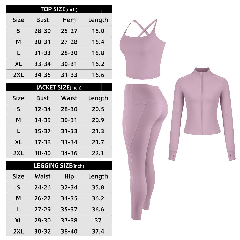 【LOCAL SHIPPING】2026 NEW 2/3 Piece Workout Set S-2XL - Longline Sports Bra + Side Pockets Leggings/Shorts + Full Concealed Zip Jacket with Collar Shield – Women’s Yoga Outfit Activewear for Gym Running Training Lightweight Compression Sportswear