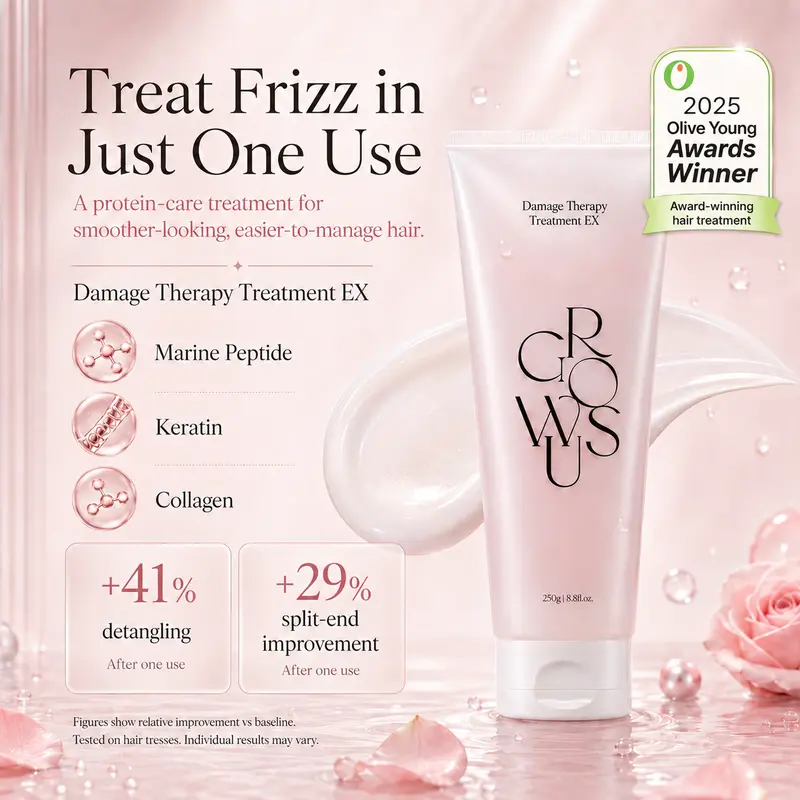 3-Step Glassy Hair Complete Routine Set for Dry, Damaged & Frizzy Hair | Marine Peptide, Ceramide, Keratin & Collagen | Shampoo + Treatment + Leave-in Spray with Heat Protection | GROWUS 3-Step Glassy Hair Complete Routine Set for Dry, Damaged & Frizzy Hair | Marine Peptide, Ceramide, Keratin & Collagen | Shampoo + Treatment + Leave-in Spray with Heat Protection | GROWUS