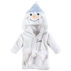 Personalized Plush Baby Bathrobe -Snowmen