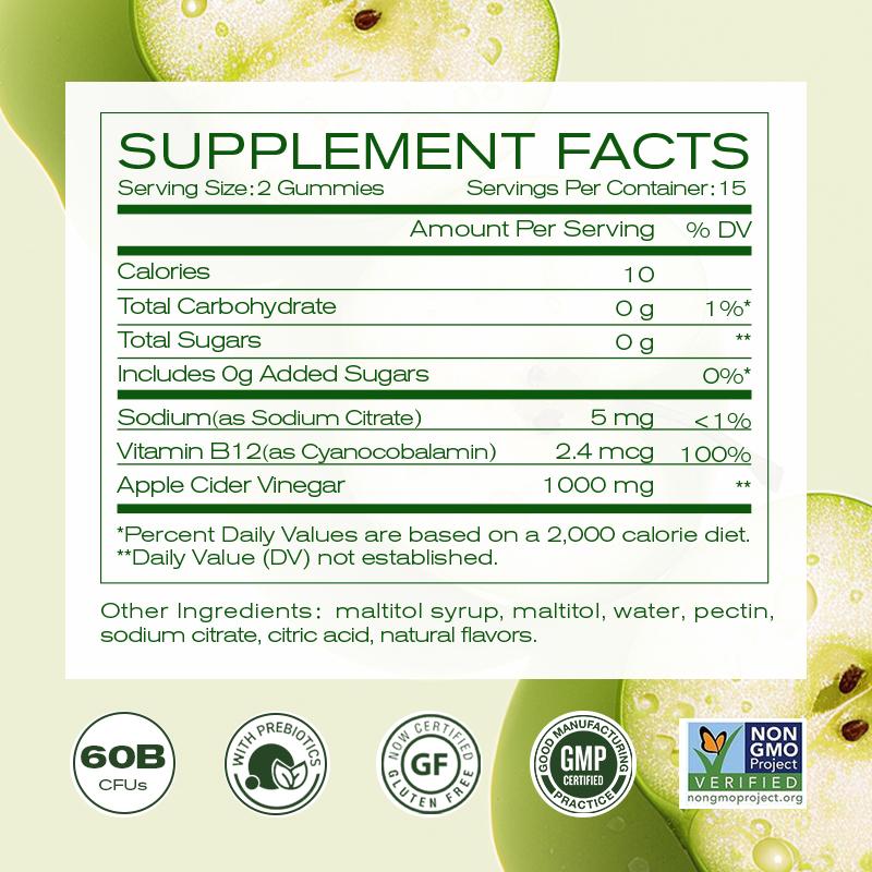 Newellme-Updated Version Apple Cider Vinegar Gummies Formulated - supports digestion, detoxification and cleansing - ACV Gummies