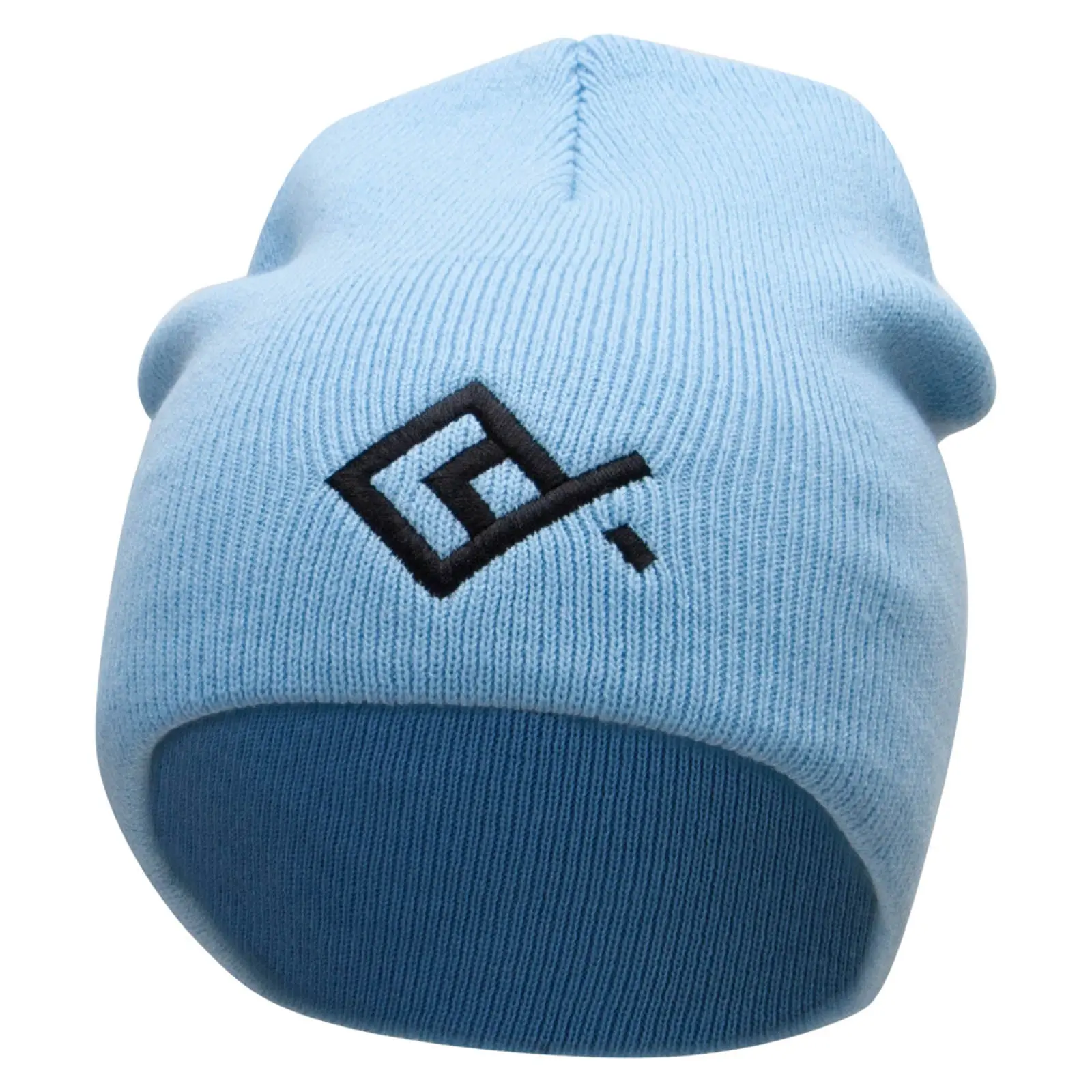 Square Fish Embroidered 8 inch Acrylic Short Blank Beanie