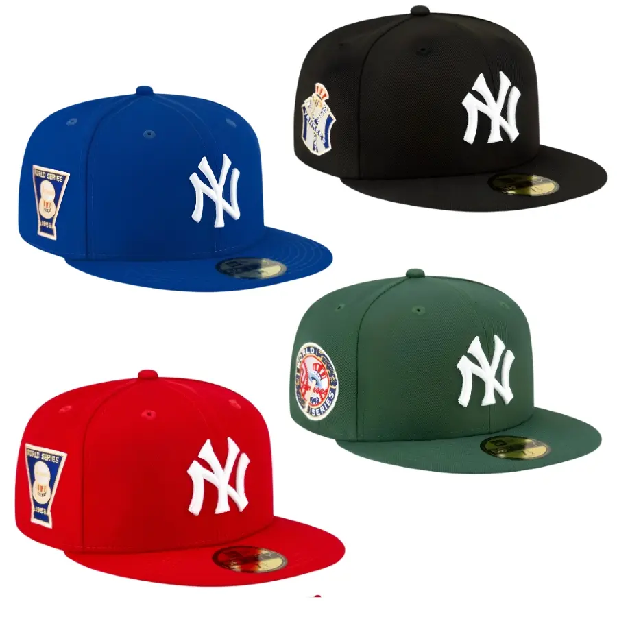 New Era New York Yankees 59FIFTY Fitted Hat – MLB NY Yankees World Series Side Patch Baseball Cap, Embroidered Logo, Flat Brim, Limited Edition, Unisex Streetwear Sports Cap