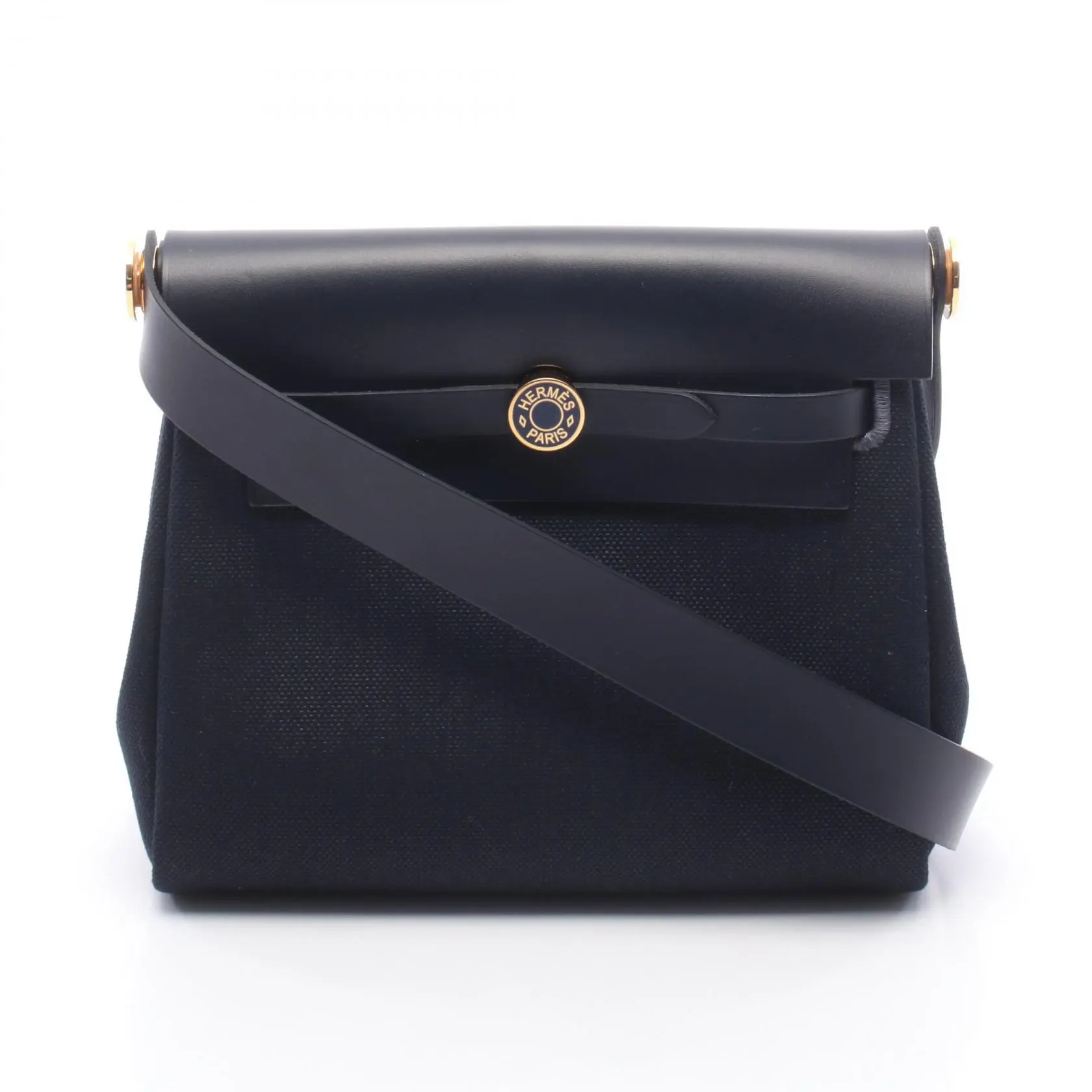 Pre-owned HERMÈS Calfskin Shoulder Bags Hermes Herbag Zip Mini Toile Military Shoulder Bag