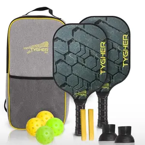 TYGHER FIT Pickleball Paddles Set of 2 Fiberglass  Paddles, 4 Balls, Carrying Bag, 2 Hand Grip & 2 Retrievers - 2025 USAPA Approved
