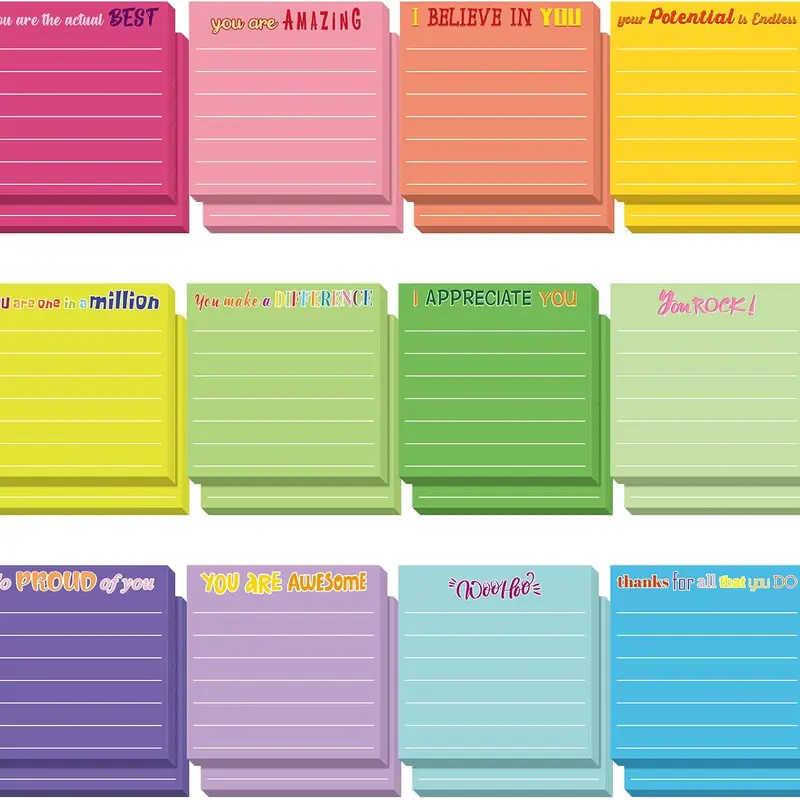 Gejoy Back to School 24 Pcs Inspirational Sticky Notes Bulk 3 x 3 Inch Motivational Positive Quote Notes for Teacher Appreciation Gifts, Classroom School Supplies, Student Encouragement Rewards, Office Coworker Employee Appreciation Gifts