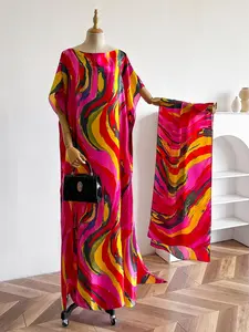 Elegant Tie Dye Print Long Robe Set, Multicolor Shawl and Scarf, Women's Beach Sunscreen Summer, Casual Woven Fabric for All Seasons, Beach Cover Ups, Swimsuit Cover Ups