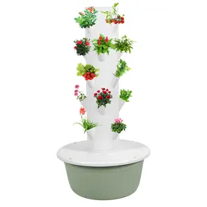 Hydroponic Tower - Indoor Hydroponics Growing System with 5/7 Layers, 20/28 Holes, White Design, Vegetables Vertical Planter Tower Garden Kit, Modern
