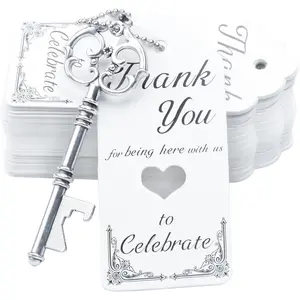 52 count  Skeleton Key Bottle Opener Party Favor Wedding Favor Guest Souvenir  Set with Escort Thank You Tag Card and  (Antique )