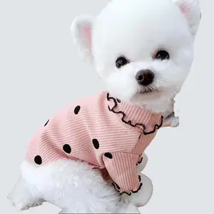 Stylish Polka-Dot Turtleneck for Cat or Dog - Yellow Polka Dot Bottoming Shirt - Size 3XS-3XL