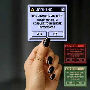 Warning: Are You Sure You Want Sleep Token To Consume Your Entire Existence? - Funny Sleep Token Vinyl Sticker – Retro Computer Pop-Up Box – Alt Music Aesthetic, Vessel Fan Merch, Emo & Goth Band Sticker for Laptops, Journals, and Water Bottles