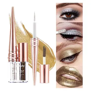 Liquid Sparkling Glitter Eye Shadow Sticks Set: Crystal Silver Golden Eyeshadow, Eyeliner, Eyelid, Liquid Highlight Shimmer Makeup for Eyes,Waterproof Quick-Drying,(Pearl 8# Diamond 5#6#) springtok