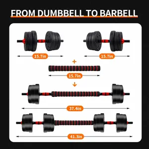 Adjustable Dumbbell Set for Home Gym Fitness Weight Plates, 3-in-1 Ergonomic Modes, Heavy Duty Cast for Strength Training Barbell Weight Set Exercise Equipment Gifts for Mother's Day
