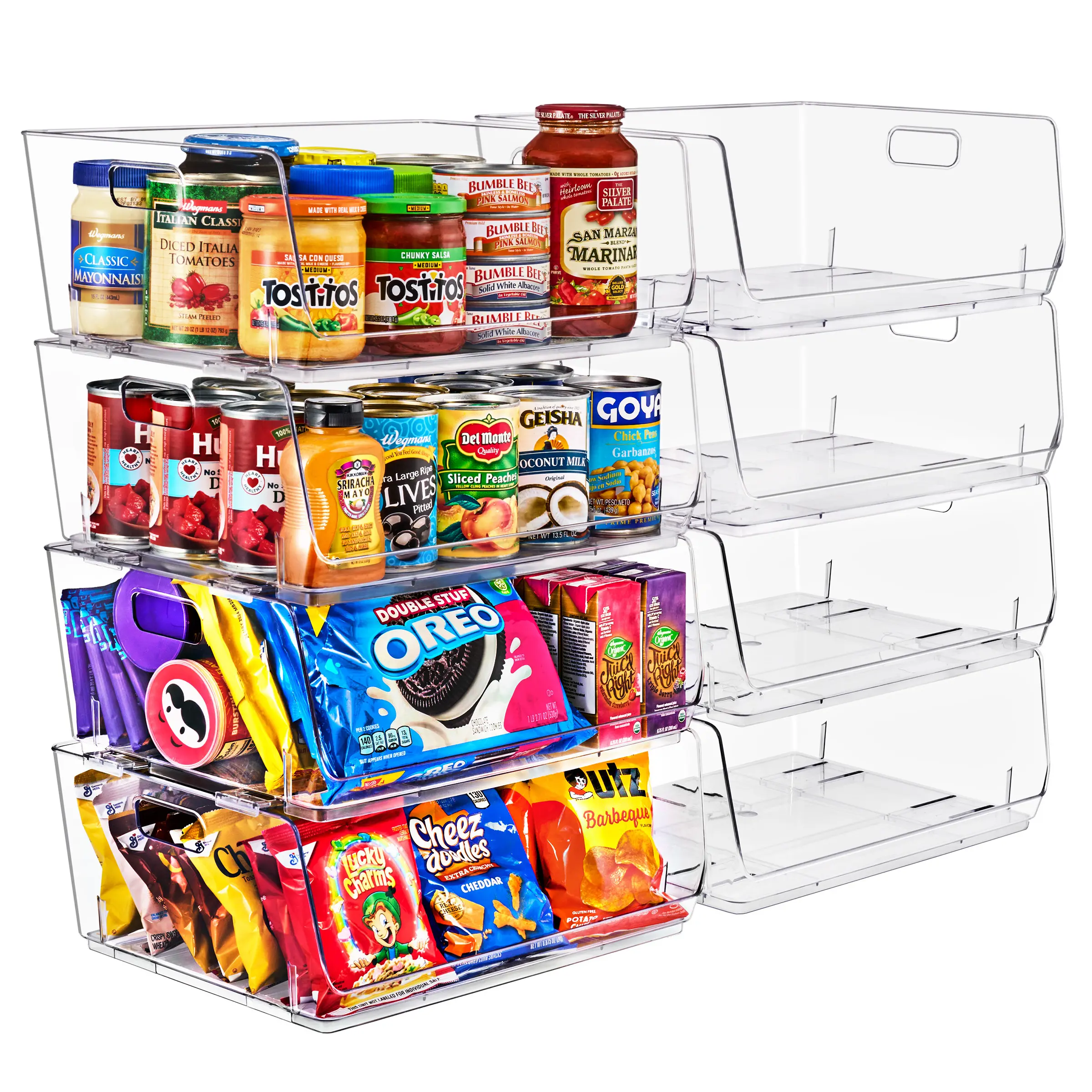 Sorbus Clear Acrylic Stackable Storage Bins - Open Front Design for Kitchen and Pantry Organization Boxes Household Container Organiser