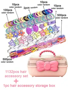 1133pcs luxury hair accessory gift box set, basic hair ties and small elastics, gentle and does not hurt the scalp, cartoon hair clips, duckbill clips, bow hair clips, suitable for various hairstyles, suitable as a birthday gift, women's hair accessories