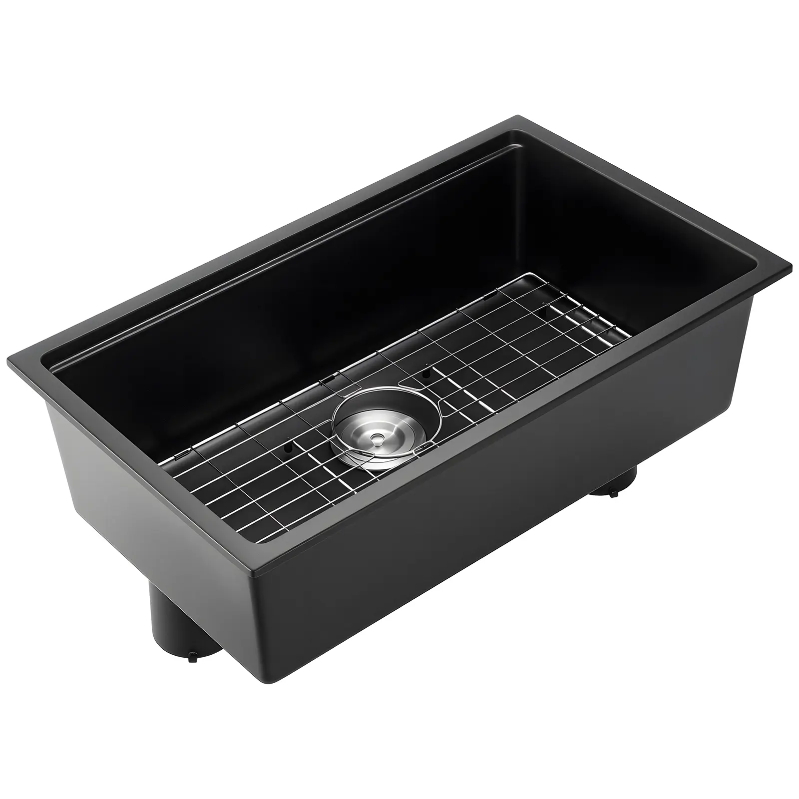 30 inch Kitchen Sink Workstation, Undermount Granite Sink, Drop-In Single Bowl Farmhouse Basin with Multiple Accessories, Household Dishwasher Sinks for RV, Prep Kitchen, and Bar (Black)