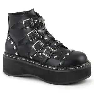 Demonia Emily-315 Black Vegan Leather Ankle Boots