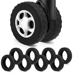 8Pcs Luggage Wheel Covers,Silicone Suitcase Cover for 2-2.4'' Spinner Wheel, Carry On Luggage Wheels Protector,Upgrade Suitcase Wheels Protective,Essential Travel Accessories(Black)