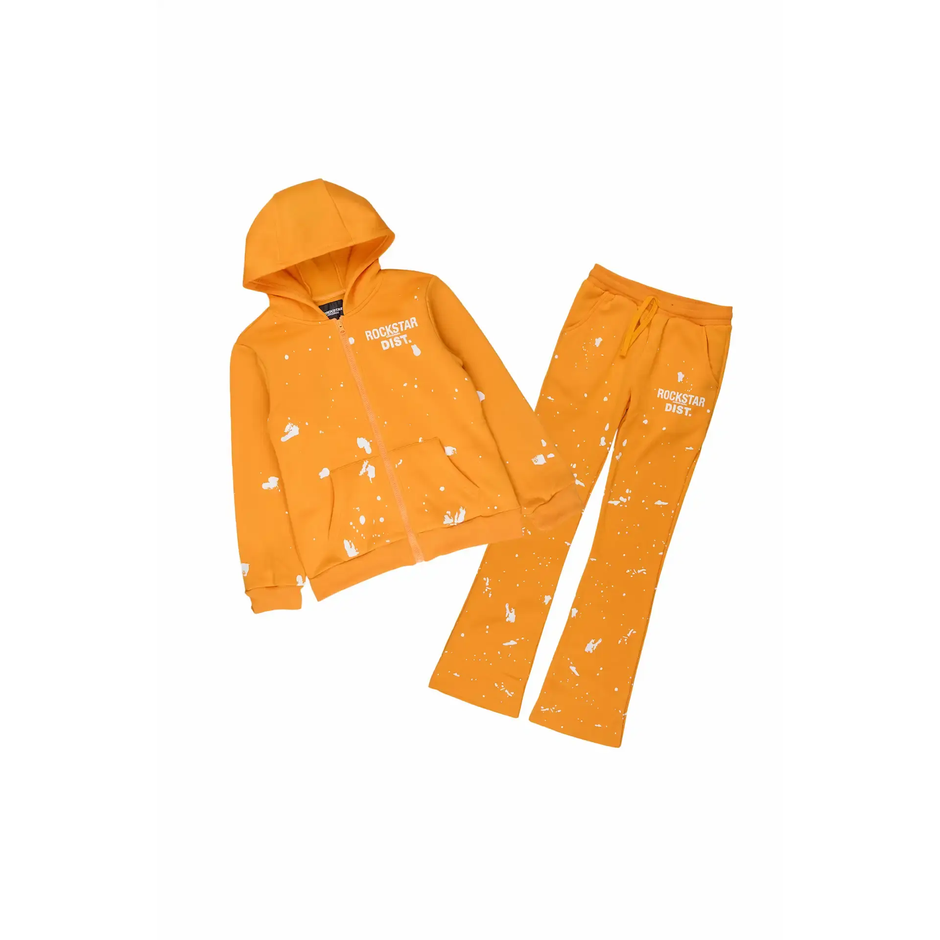 Girls Halloway Orange Zip Up Stacked Flare Track Set