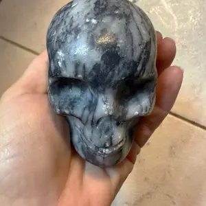 Black Jasper Skull - Handcrafted Natural Stone Ornament for Home Decor and Healing Practices