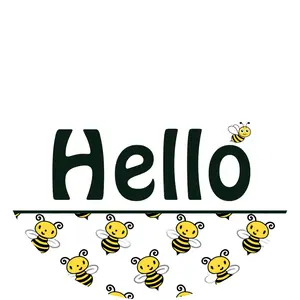 Bee Door Hanger, Hello Door Hanger, DCO-01415-DH, 18" Round Wood Door Hanger