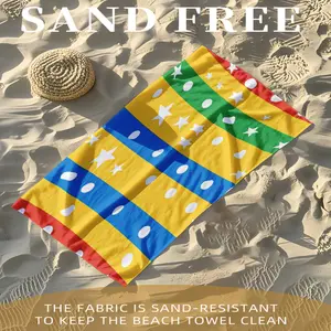 1PC Ultra Soft Quick-Dry Absorbent Beach Towel, Essential for Summer Holidays, Outdoor Oversized Thickened Beach Mat, Polyester Multicolor Solid Lightweight Portable Travel Picnic Mat, Beach Sun Protection Bath Towel